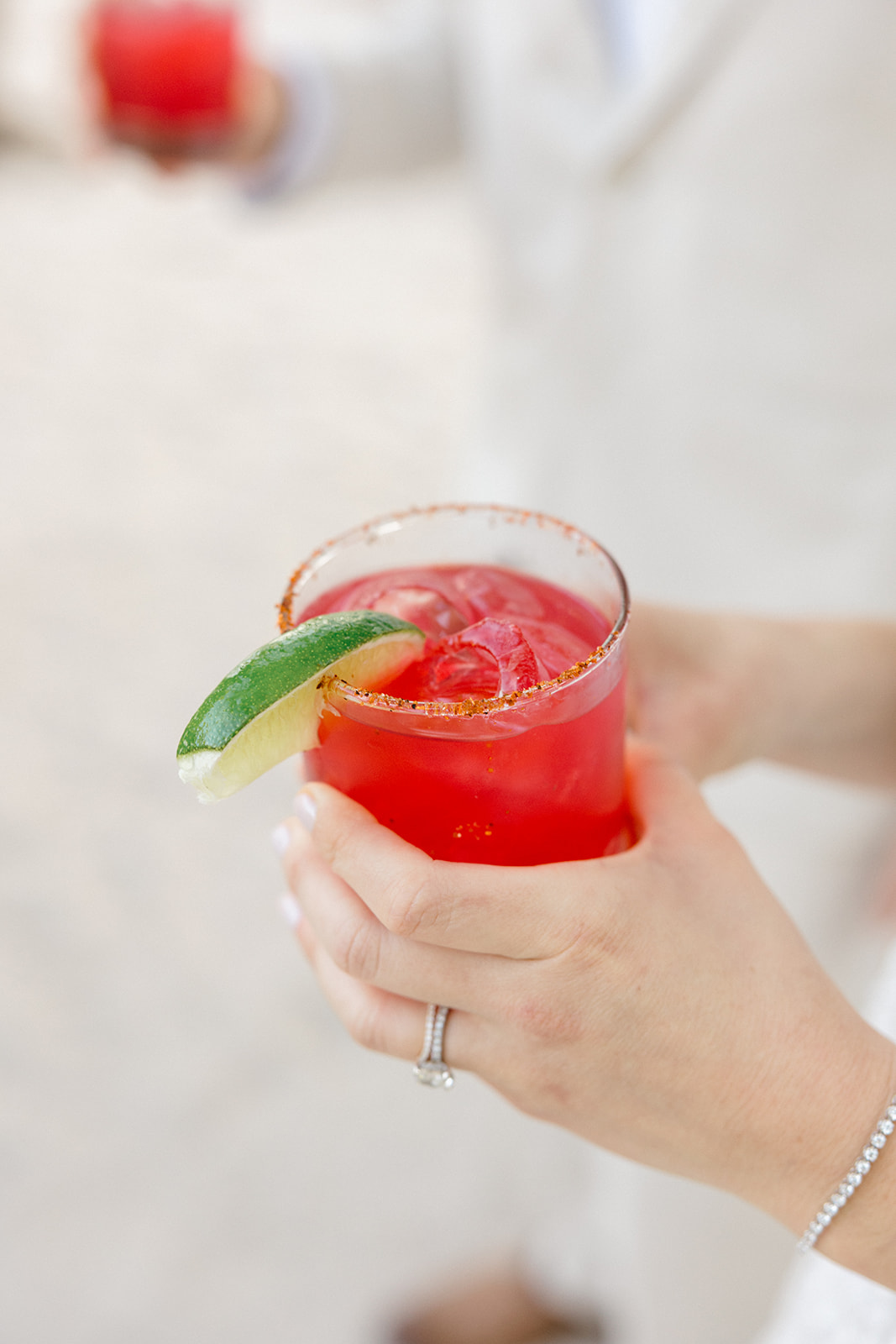 Signature cocktail with chili garnish, Riviera Maya wedding detail