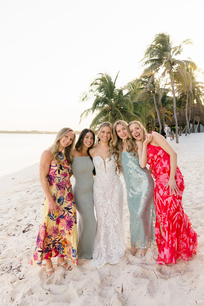 Bridesmaids group portrait on the beach, Saasil Kantenah wedding